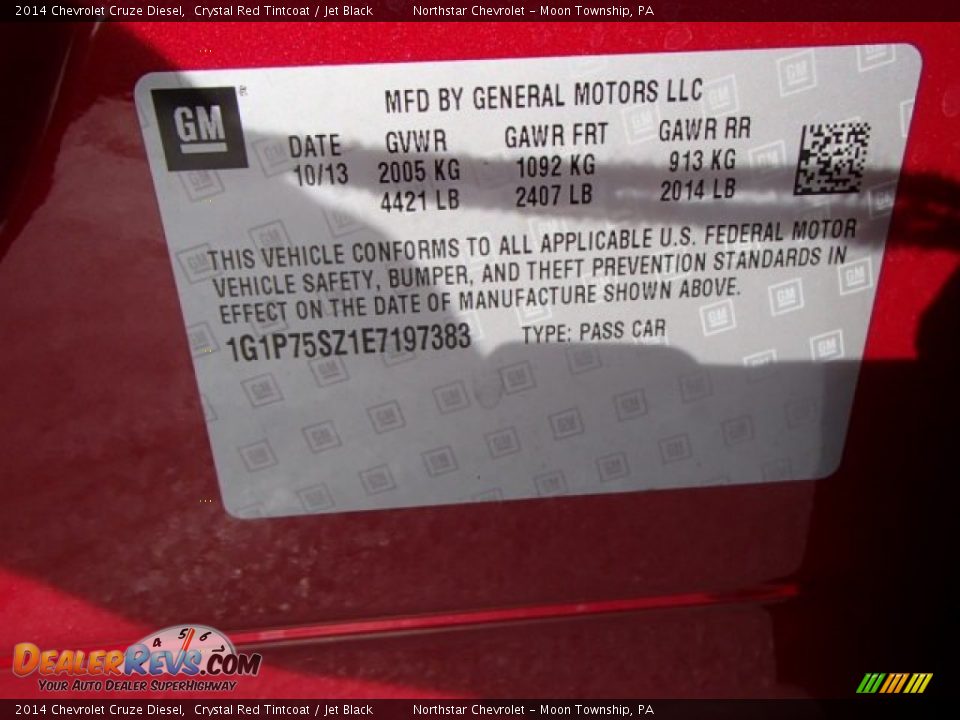 2014 Chevrolet Cruze Diesel Crystal Red Tintcoat / Jet Black Photo #20