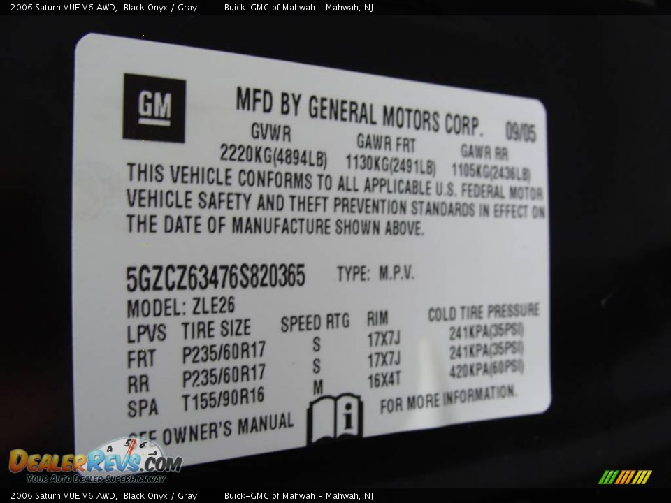 2006 Saturn VUE V6 AWD Black Onyx / Gray Photo #26