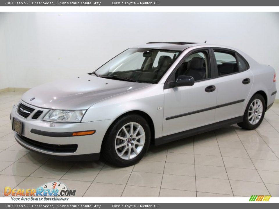 2004 Saab 9-3 Linear Sedan Silver Metallic / Slate Gray Photo #3