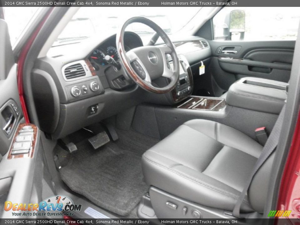 Ebony Interior - 2014 GMC Sierra 2500HD Denali Crew Cab 4x4 Photo #5