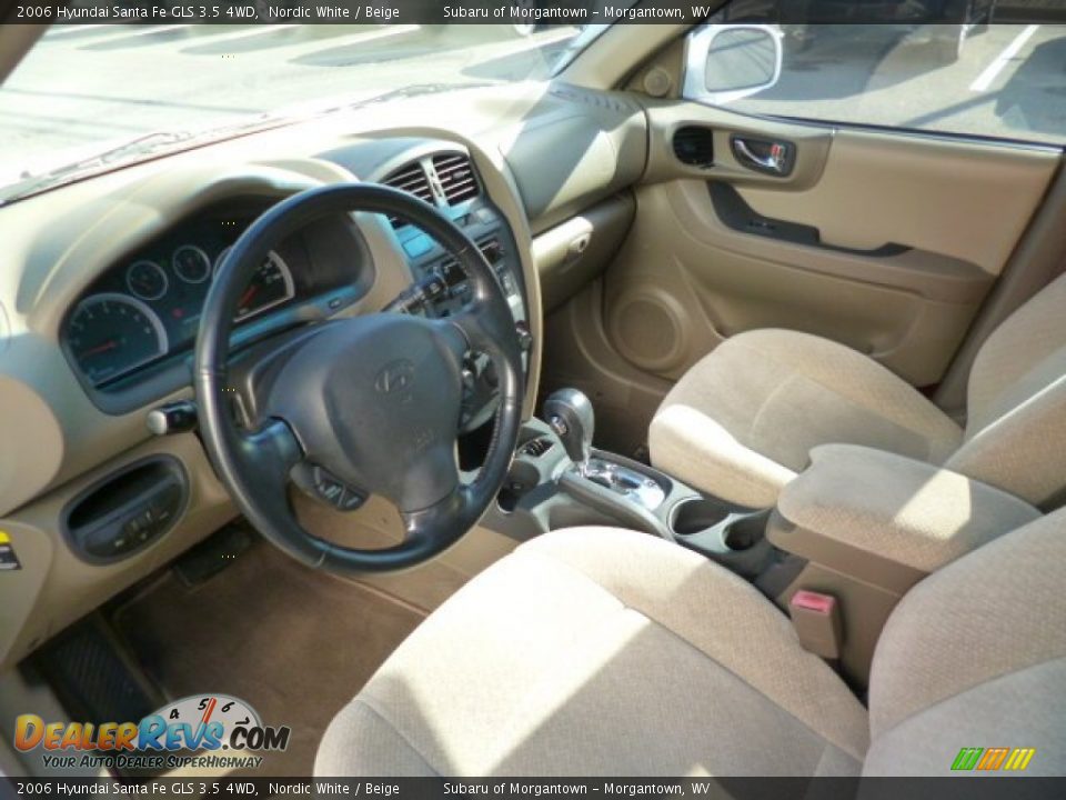 2006 Hyundai Santa Fe GLS 3.5 4WD Nordic White / Beige Photo #16