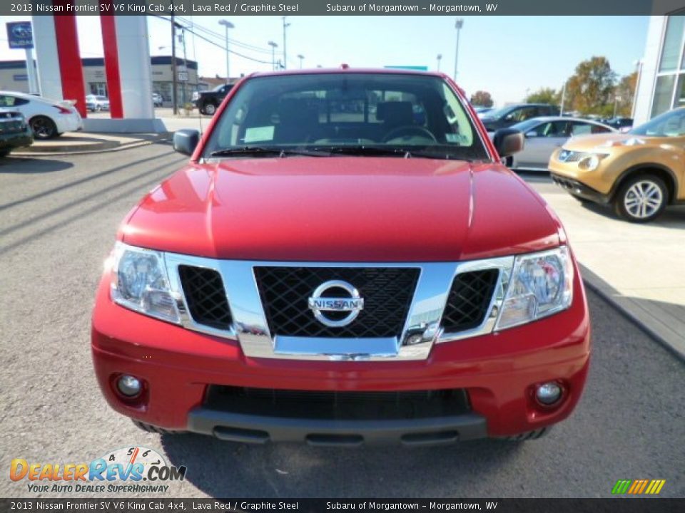 2013 Nissan Frontier SV V6 King Cab 4x4 Lava Red / Graphite Steel Photo #2