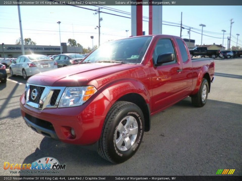 2013 Nissan Frontier SV V6 King Cab 4x4 Lava Red / Graphite Steel Photo #3