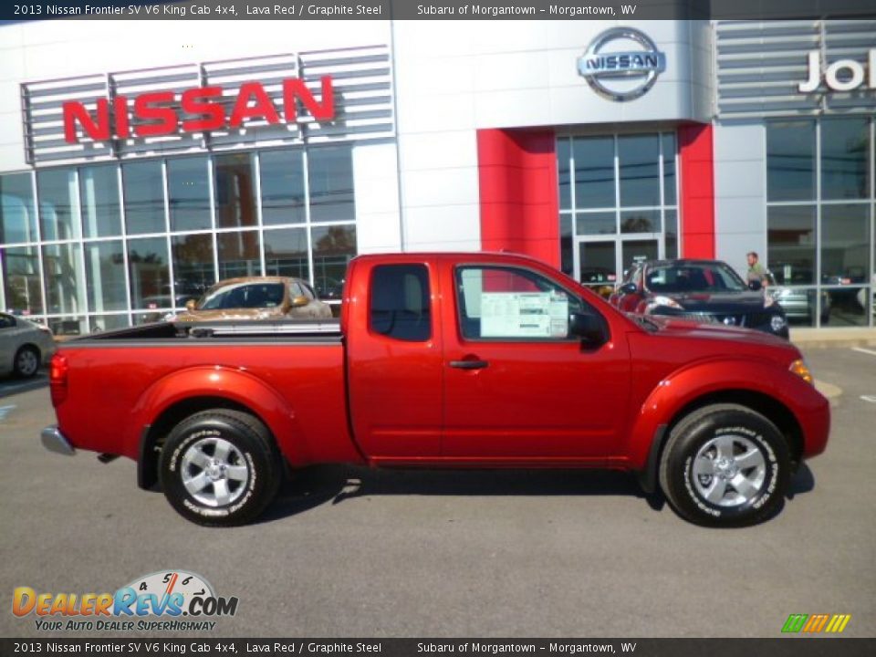 2013 Nissan Frontier SV V6 King Cab 4x4 Lava Red / Graphite Steel Photo #7