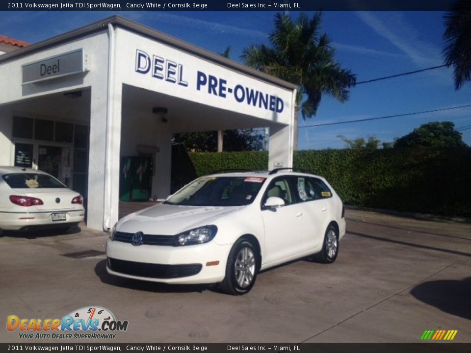 2011 Volkswagen Jetta TDI SportWagen Candy White / Cornsilk Beige Photo #1