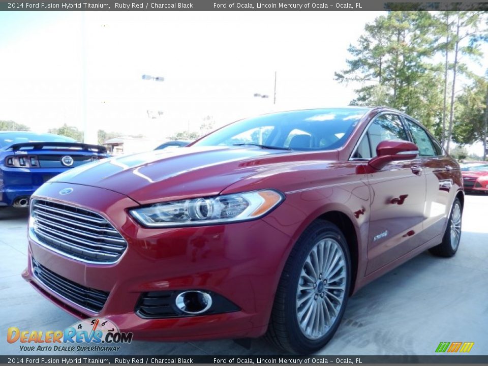 2014 Ford Fusion Hybrid Titanium Ruby Red / Charcoal Black Photo #1