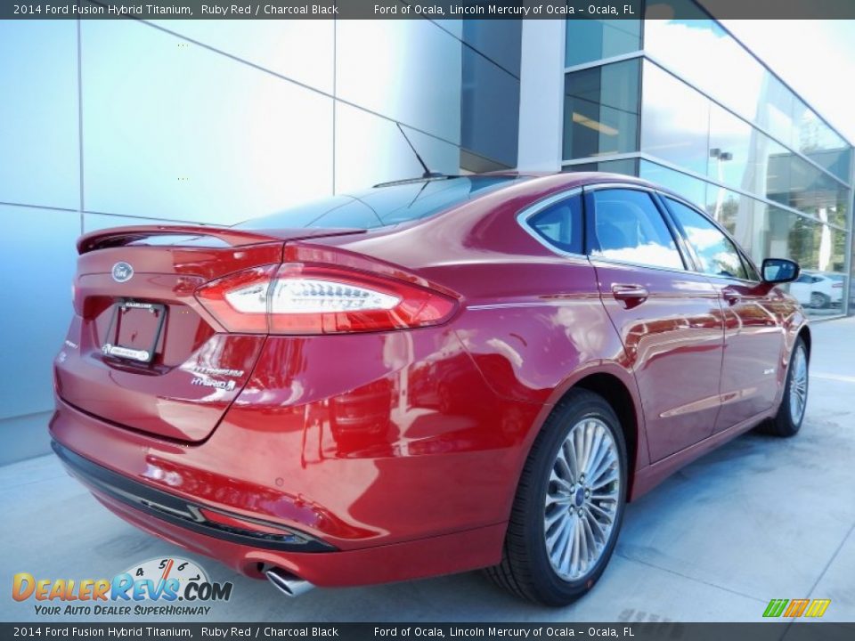 2014 Ford Fusion Hybrid Titanium Ruby Red / Charcoal Black Photo #2