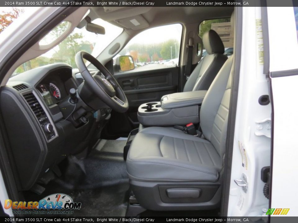 2014 Ram 3500 SLT Crew Cab 4x4 STake Truck Bright White / Black/Diesel Gray Photo #7