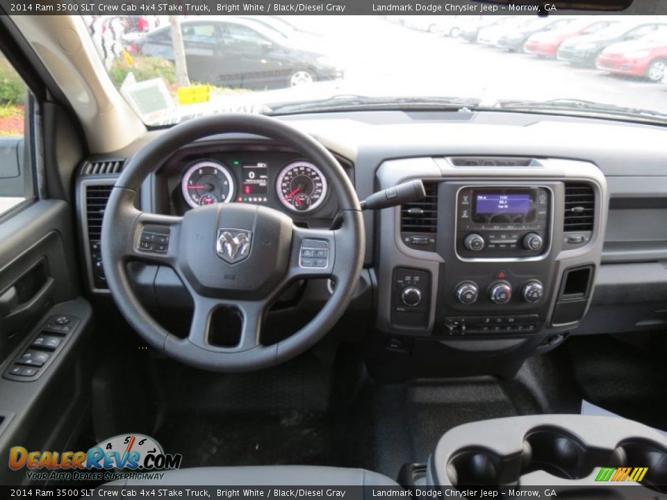 2014 Ram 3500 SLT Crew Cab 4x4 STake Truck Bright White / Black/Diesel Gray Photo #9