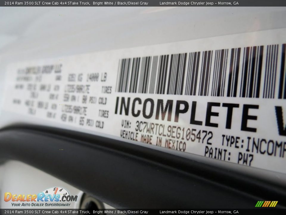 2014 Ram 3500 SLT Crew Cab 4x4 STake Truck Bright White / Black/Diesel Gray Photo #11