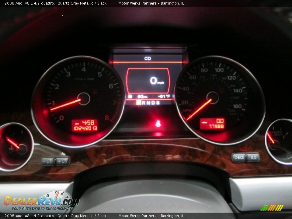 2008 Audi A8 L 4.2 quattro Quartz Gray Metallic / Black Photo #28