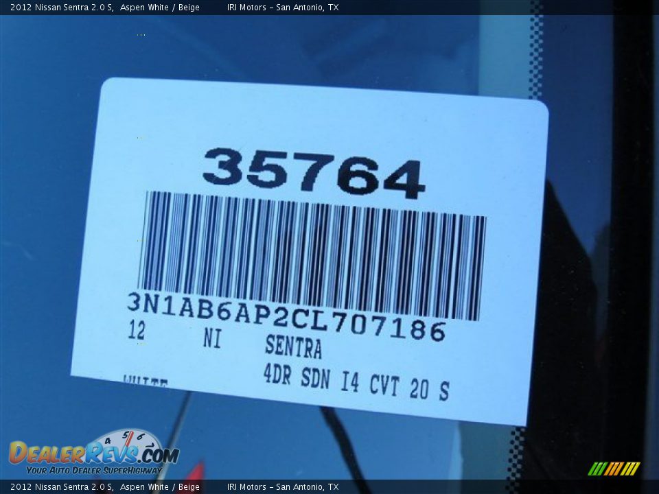 2012 Nissan Sentra 2.0 S Aspen White / Beige Photo #18