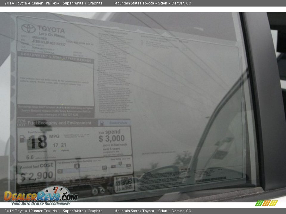 2014 Toyota 4Runner Trail 4x4 Super White / Graphite Photo #11