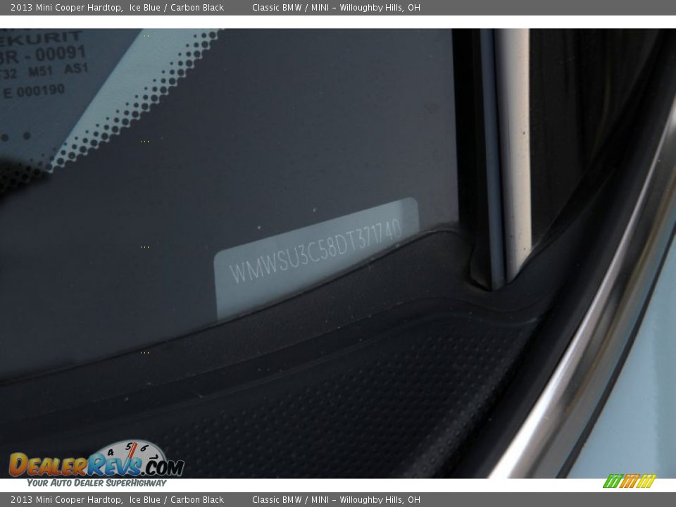 2013 Mini Cooper Hardtop Ice Blue / Carbon Black Photo #22
