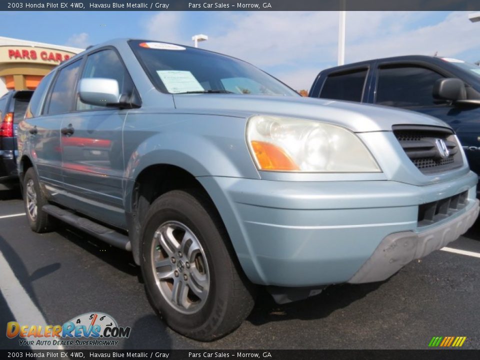 2003 Honda Pilot EX 4WD Havasu Blue Metallic / Gray Photo #4