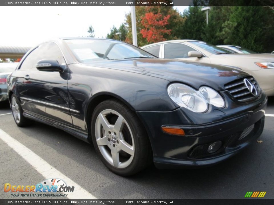 2005 Mercedes-Benz CLK 500 Coupe Black Opal Metallic / Stone Photo #4