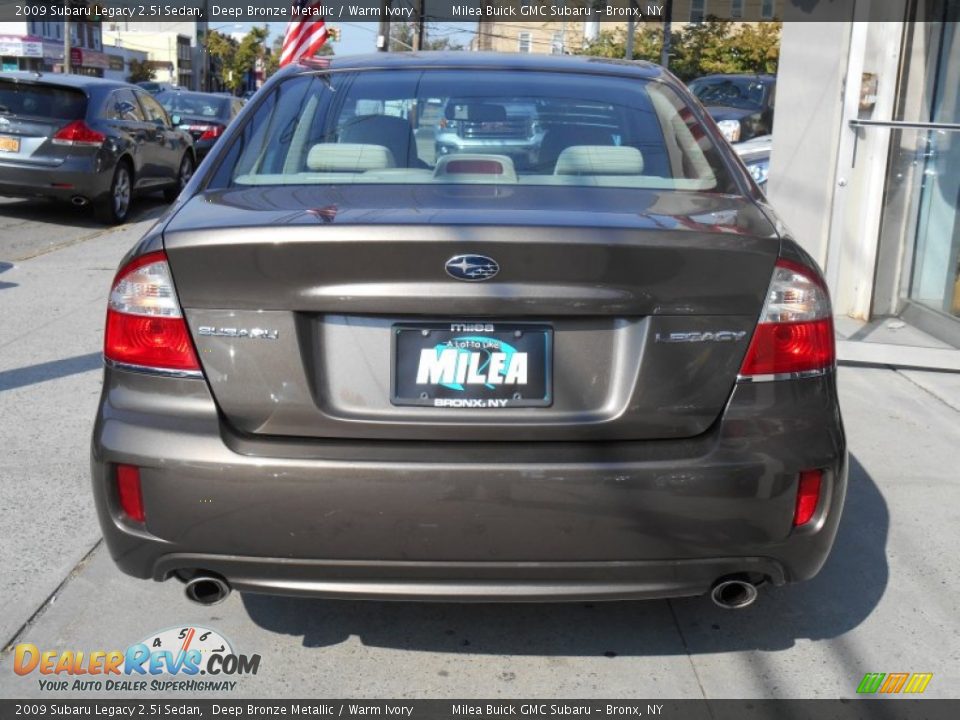 2009 Subaru Legacy 2.5i Sedan Deep Bronze Metallic / Warm Ivory Photo #5