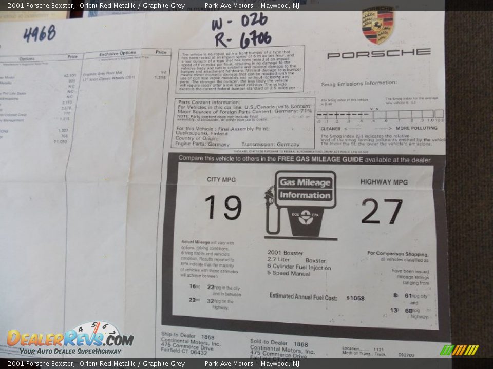 2001 Porsche Boxster Orient Red Metallic / Graphite Grey Photo #29