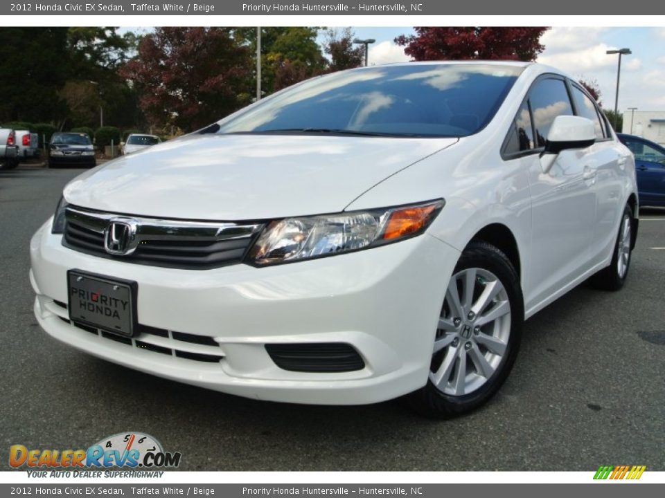 2012 Honda Civic EX Sedan Taffeta White / Beige Photo #1