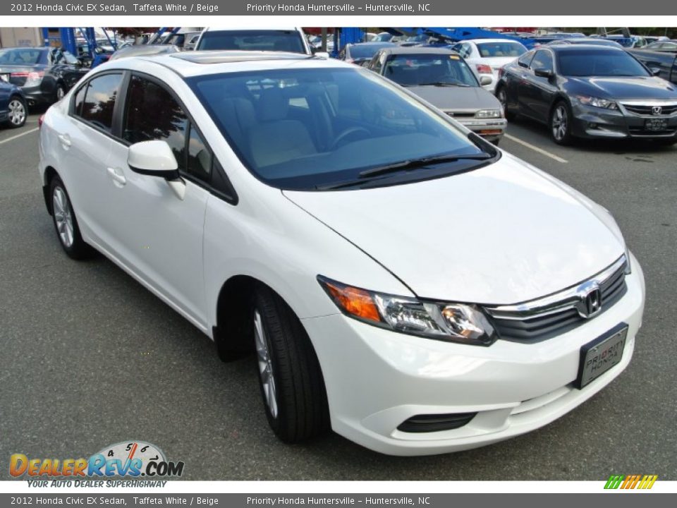 2012 Honda Civic EX Sedan Taffeta White / Beige Photo #2