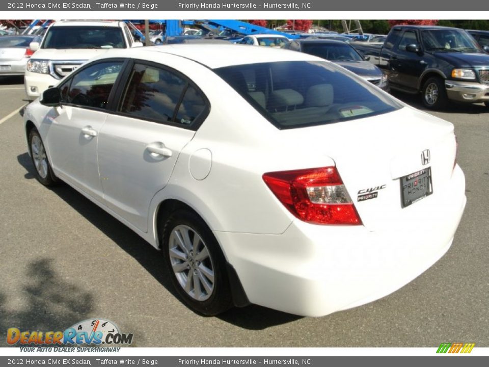 2012 Honda Civic EX Sedan Taffeta White / Beige Photo #4