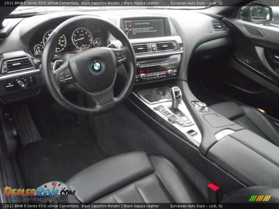 Black Nappa Leather Interior - 2012 BMW 6 Series 650i xDrive Convertible Photo #8