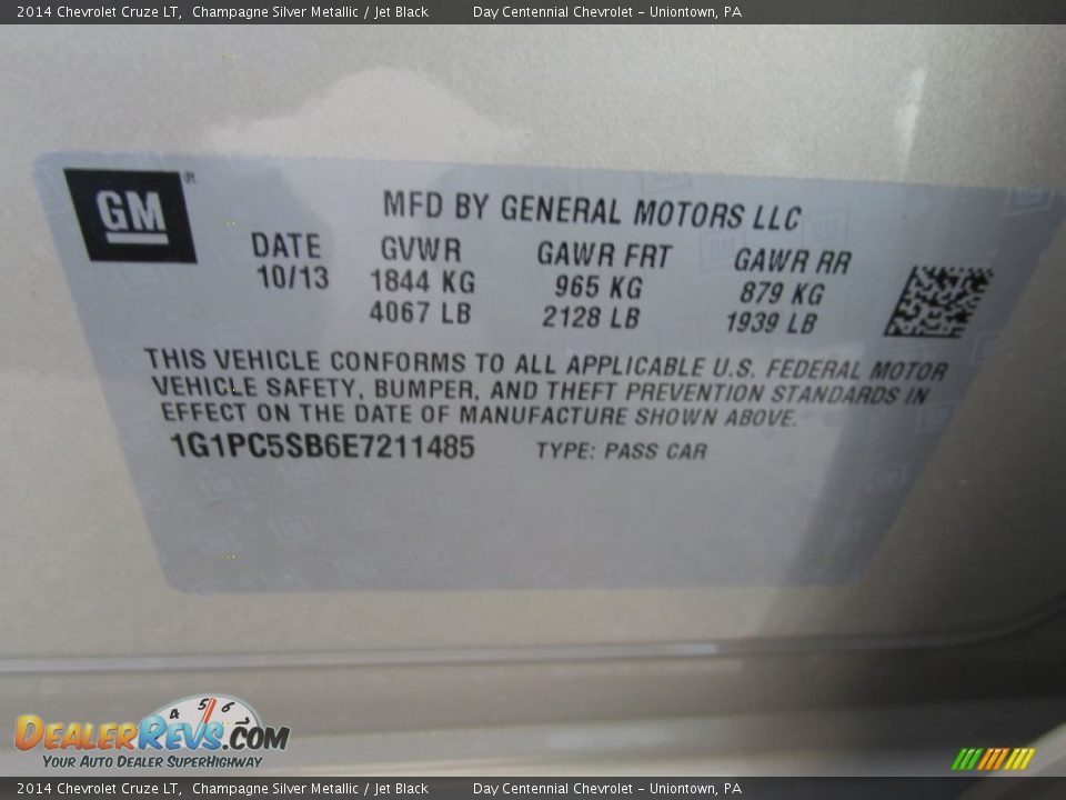 2014 Chevrolet Cruze LT Champagne Silver Metallic / Jet Black Photo #19