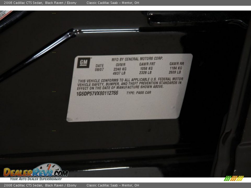 2008 Cadillac CTS Sedan Black Raven / Ebony Photo #28