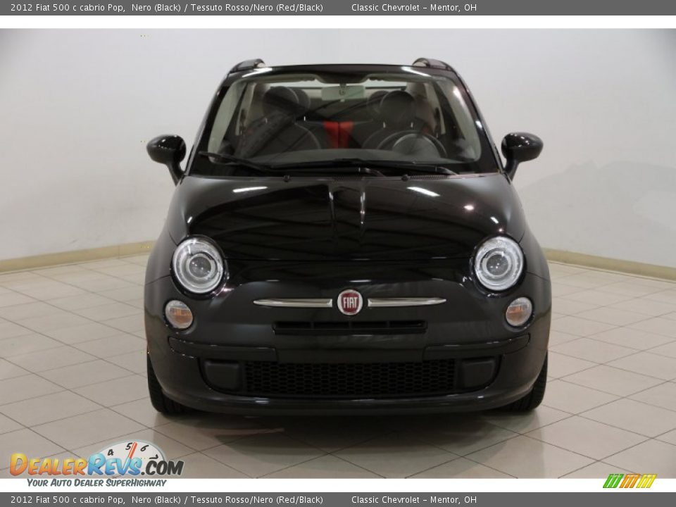 2012 Fiat 500 c cabrio Pop Nero (Black) / Tessuto Rosso/Nero (Red/Black) Photo #2