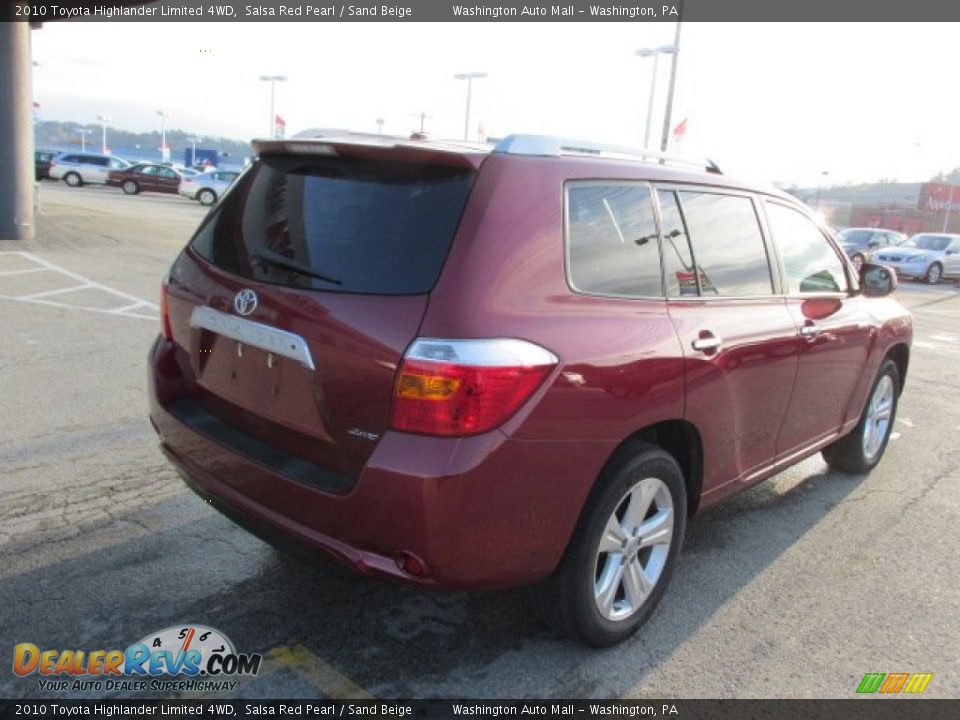 2010 Toyota Highlander Limited 4WD Salsa Red Pearl / Sand Beige Photo #8