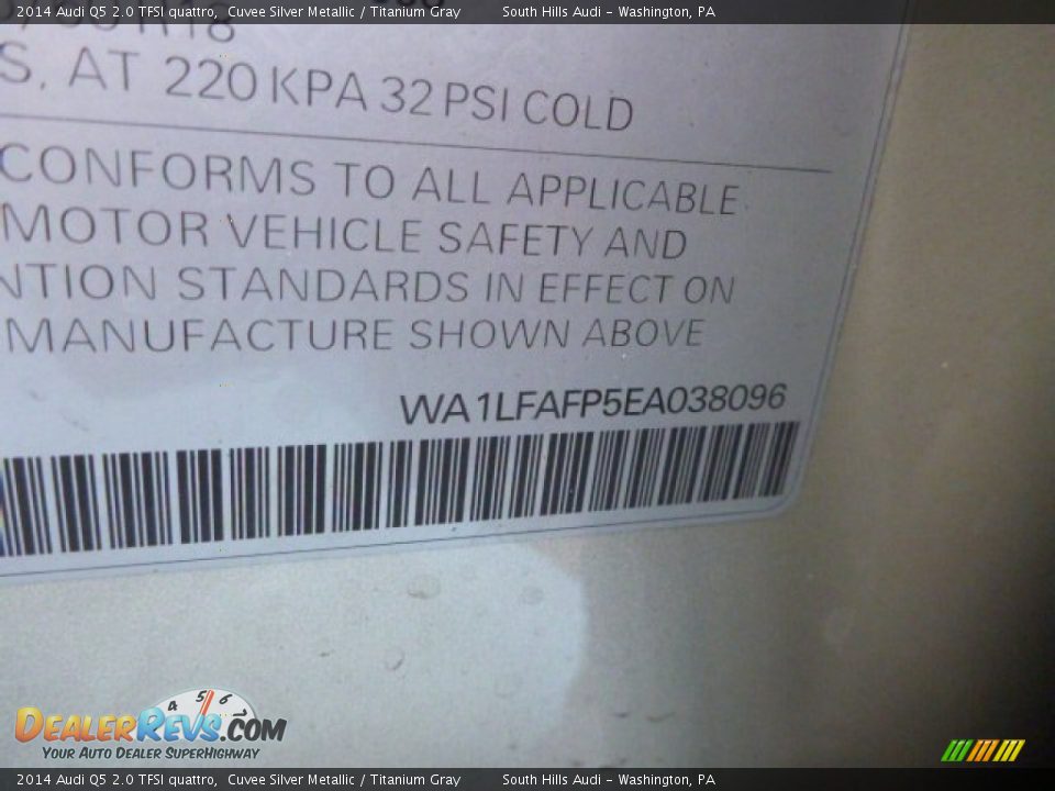 2014 Audi Q5 2.0 TFSI quattro Cuvee Silver Metallic / Titanium Gray Photo #12