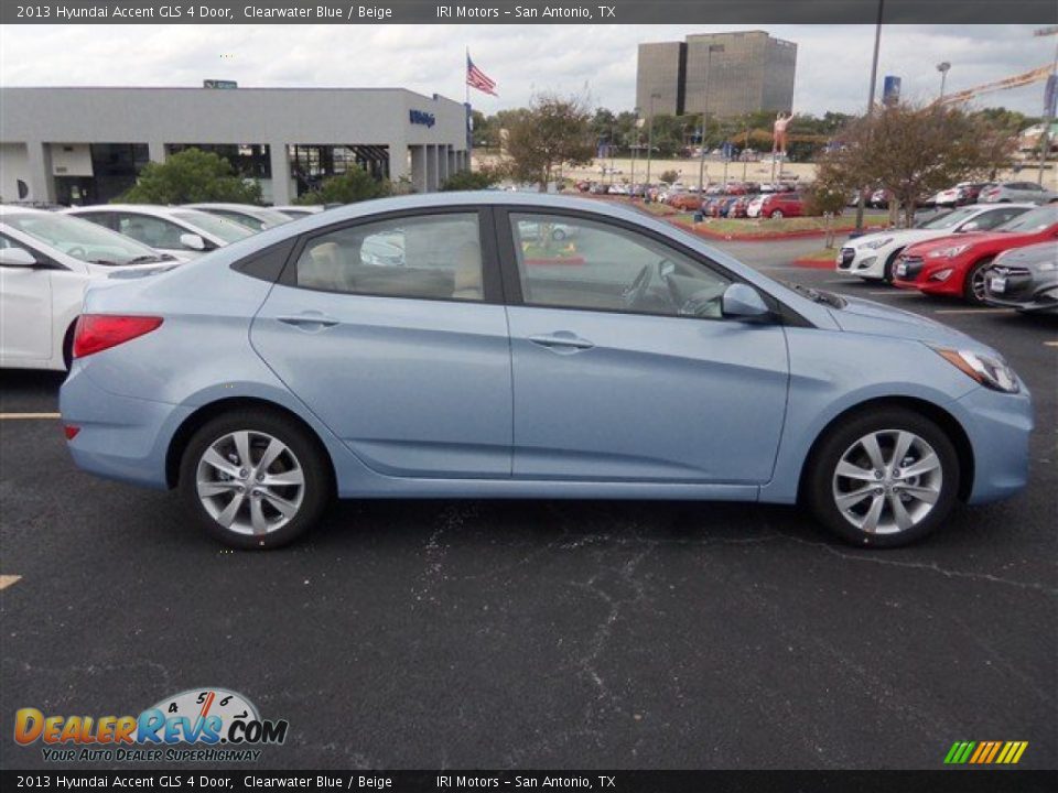 2013 Hyundai Accent GLS 4 Door Clearwater Blue / Beige Photo #2