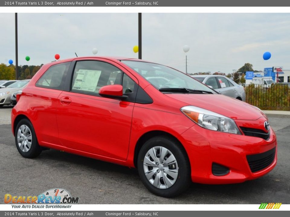 2014 Toyota Yaris L 3 Door Absolutely Red / Ash Photo #3