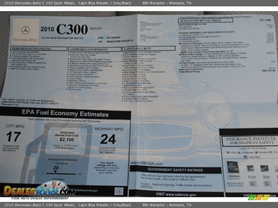 2010 Mercedes-Benz C 300 Sport 4Matic Capri Blue Metallic / Grey/Black Photo #23