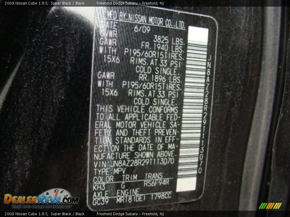 2009 Nissan Cube 1.8 S Super Black / Black Photo #14