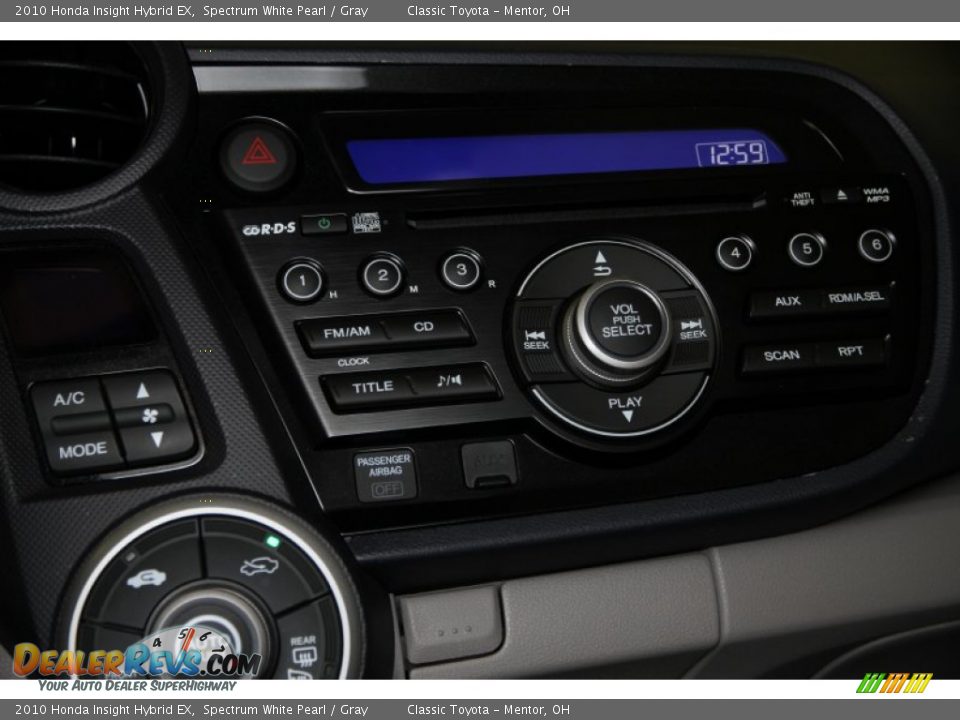 2010 Honda Insight Hybrid EX Spectrum White Pearl / Gray Photo #10