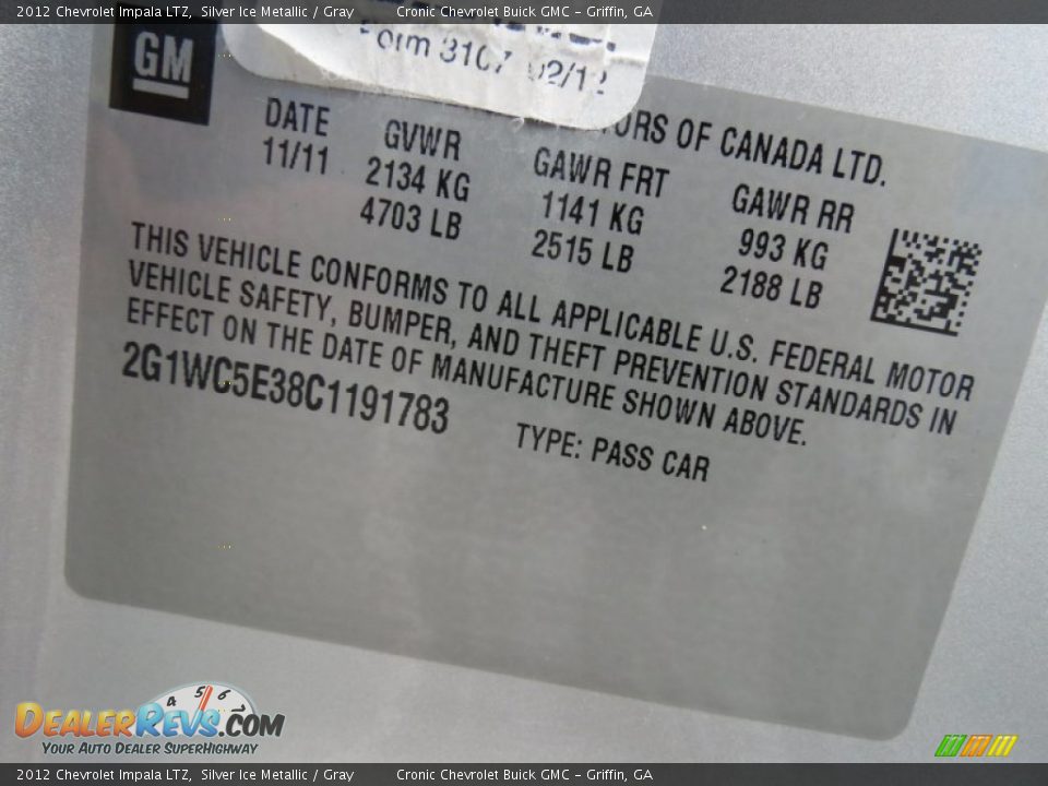 2012 Chevrolet Impala LTZ Silver Ice Metallic / Gray Photo #26