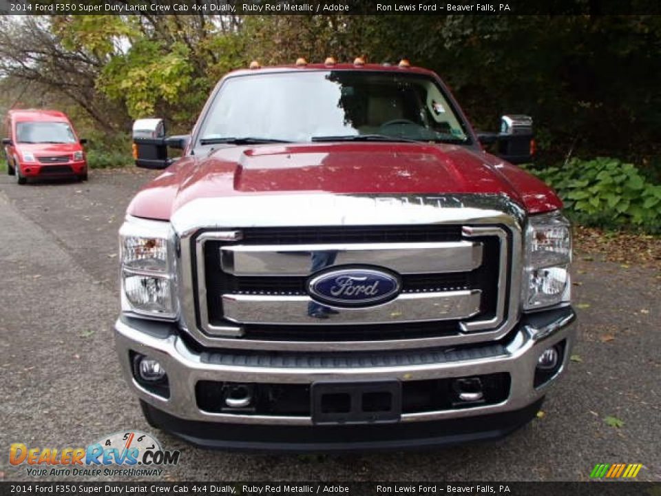 2014 Ford F350 Super Duty Lariat Crew Cab 4x4 Dually Ruby Red Metallic / Adobe Photo #3