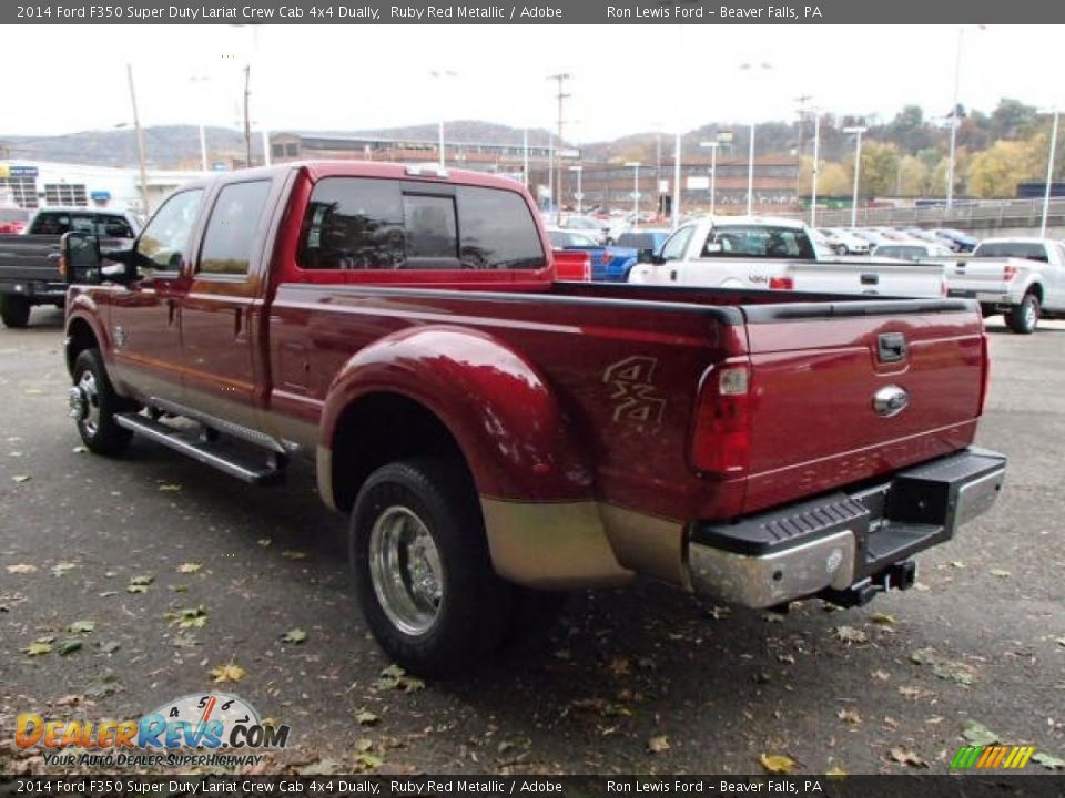 2014 Ford F350 Super Duty Lariat Crew Cab 4x4 Dually Ruby Red Metallic / Adobe Photo #6