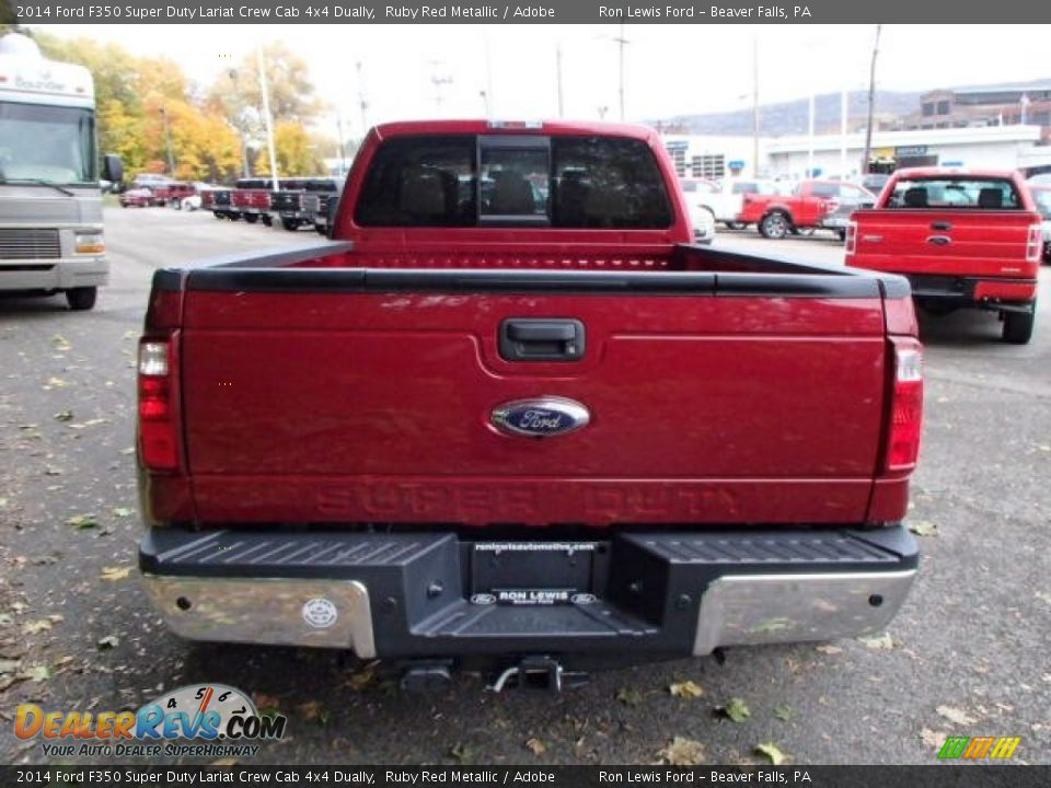 2014 Ford F350 Super Duty Lariat Crew Cab 4x4 Dually Ruby Red Metallic / Adobe Photo #7