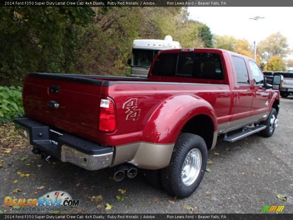 2014 Ford F350 Super Duty Lariat Crew Cab 4x4 Dually Ruby Red Metallic / Adobe Photo #8