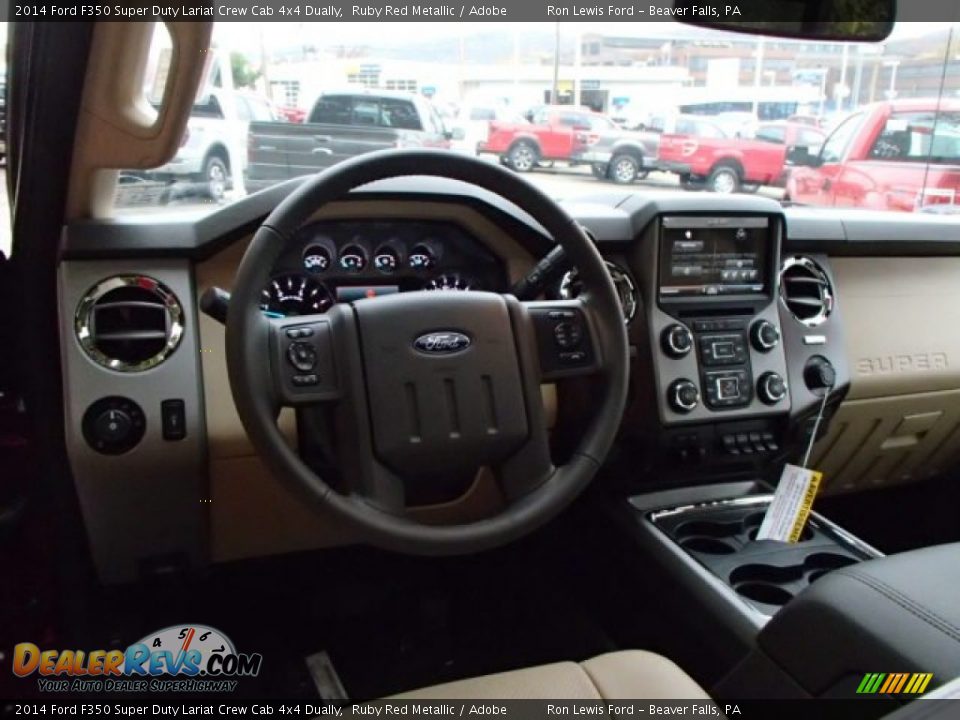 2014 Ford F350 Super Duty Lariat Crew Cab 4x4 Dually Ruby Red Metallic / Adobe Photo #12