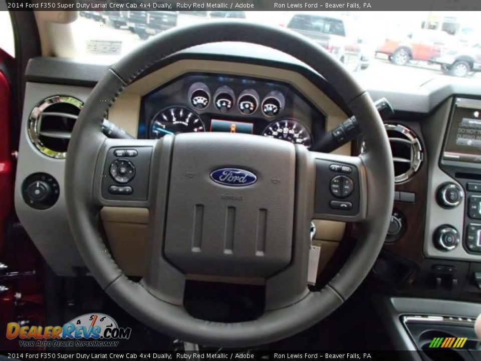 2014 Ford F350 Super Duty Lariat Crew Cab 4x4 Dually Ruby Red Metallic / Adobe Photo #19