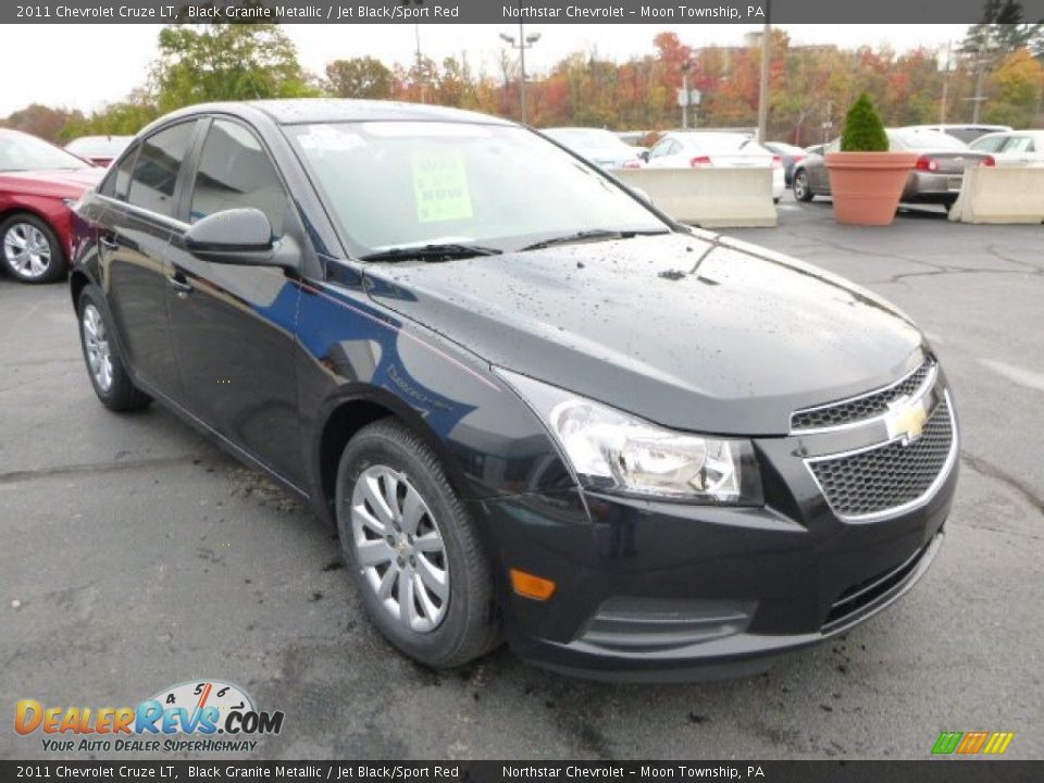 2011 Chevrolet Cruze LT Black Granite Metallic / Jet Black/Sport Red Photo #7