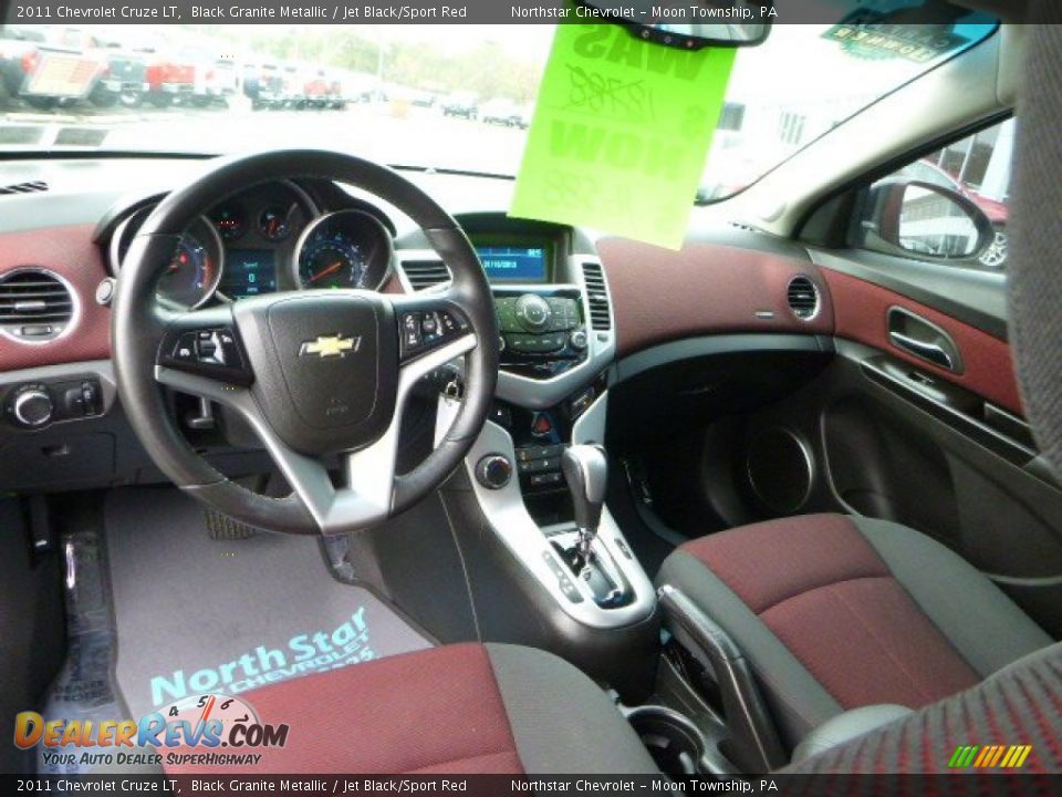 2011 Chevrolet Cruze LT Black Granite Metallic / Jet Black/Sport Red Photo #12