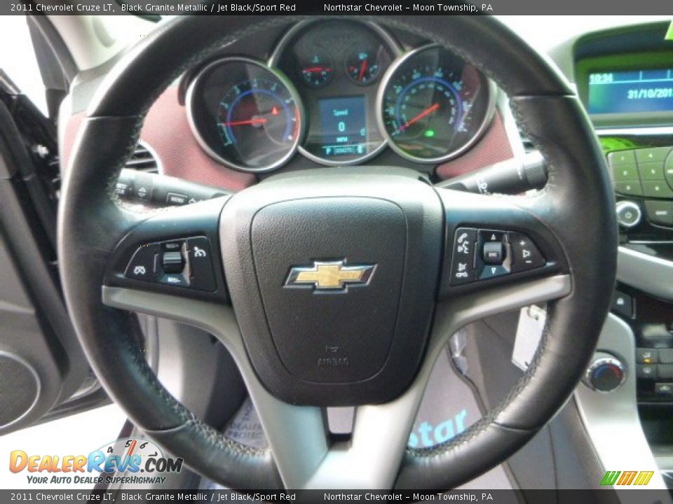 2011 Chevrolet Cruze LT Black Granite Metallic / Jet Black/Sport Red Photo #17
