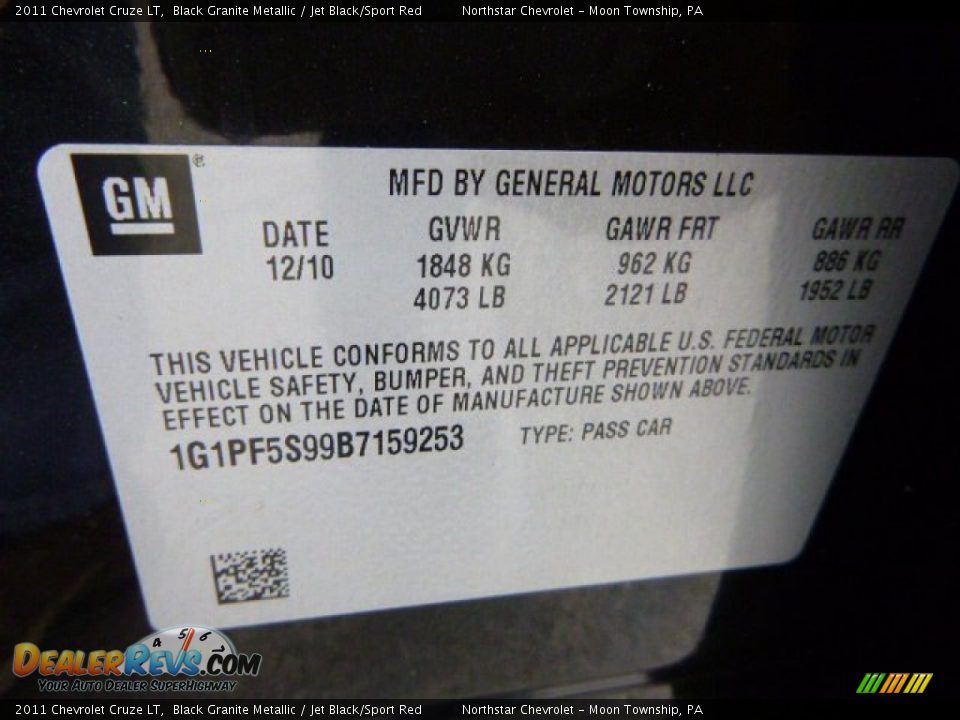 2011 Chevrolet Cruze LT Black Granite Metallic / Jet Black/Sport Red Photo #19