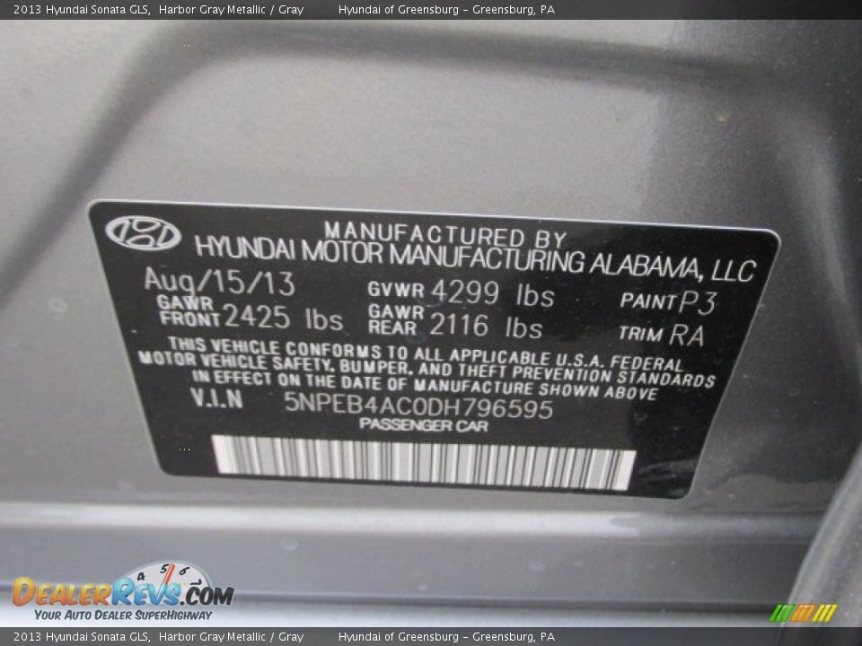 2013 Hyundai Sonata GLS Harbor Gray Metallic / Gray Photo #15