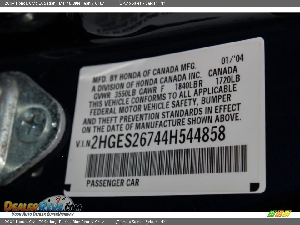 2004 Honda Civic EX Sedan Eternal Blue Pearl / Gray Photo #18