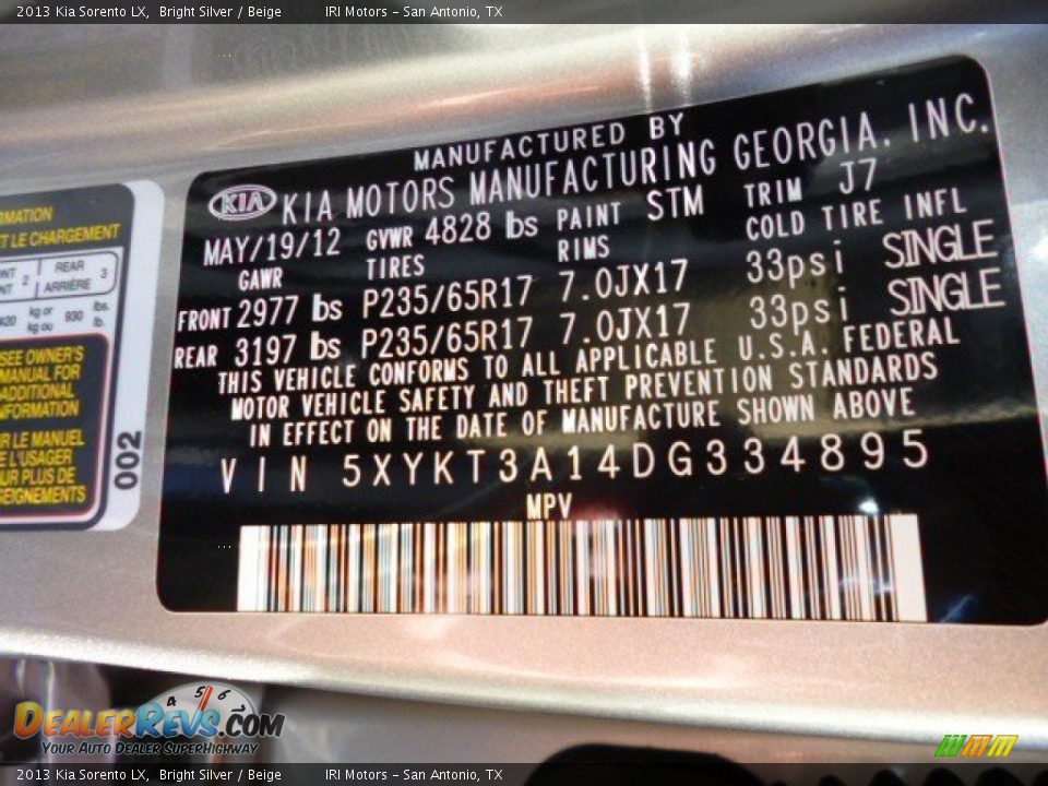 2013 Kia Sorento LX Bright Silver / Beige Photo #25